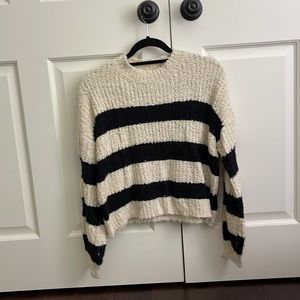 Never worn! All in Favor Black and Ivory Small Striped Sweater Mock Neck
